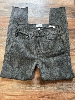 Frame Denim Charcoal Snake-Print Skinny Jeans